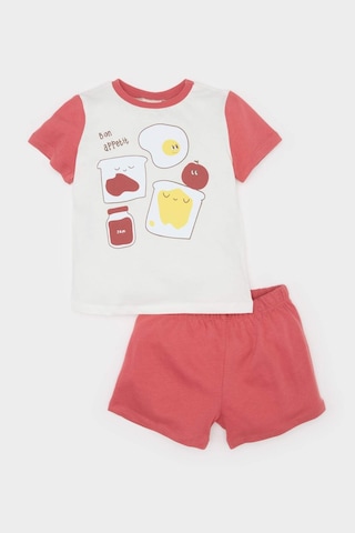 DeFacto Erkek Bebek Pijama Takımı Baskılı Kısa Kollu Penye Üst Beli Lastikli Şort E4777A525SMOG368 Turuncu