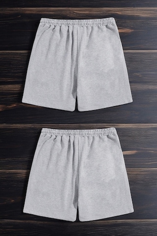 2'li Paket Unisex Pamuklu Rahat Penye Şort Gri-gri Siyah