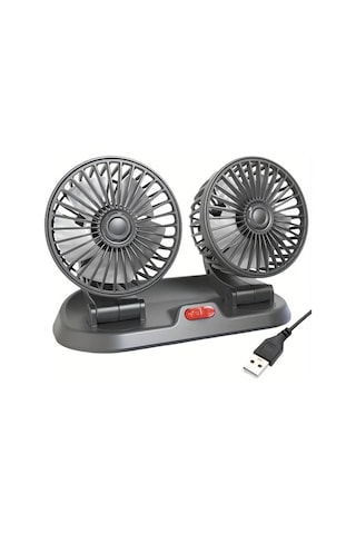 Xuweiwei Siyah 360 Derece Dönebilen Çift Başlı Usb Araç Fanı Ayarlanabilir Rüzgar Hızı Karavan Ve Araçlar İçin