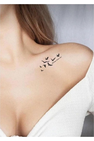 Tüy,uçan Kuşlar Omuz,sırt,göğüs Geçici Dövme, Tattoo