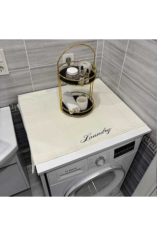 Laundry Duck Keten Su Geçirmez Ve Kirlenmez Çamaşır Makinesi - Buzdolabı - Bulaşık Makinesi Örtüsü Siyah - Beyaz