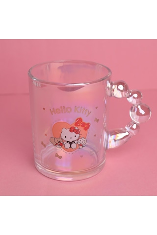 Kawaii Hello Kitty Işıltılı Baloncuk Kulplu Cam Bardak-1930