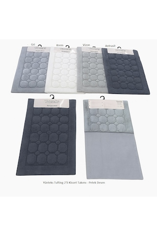 Pamuk Tufting 2'li Klozet Takım,banyo Seti,paspas Seti, Petek K