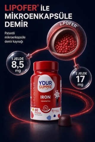 Demir Takviyesi Çiğnenebilir Jel Vitamin Lipofer: Ferrik Pirofosfat