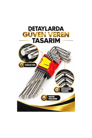 Tork Alyan Takımı 9 Parça Yıldız Uçlu L Tipi