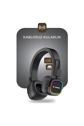 Özel Üretim Bluetooth Kulaklık Rgb Işıklı Hd12 Siyah Estetik Müzik Yumuşak