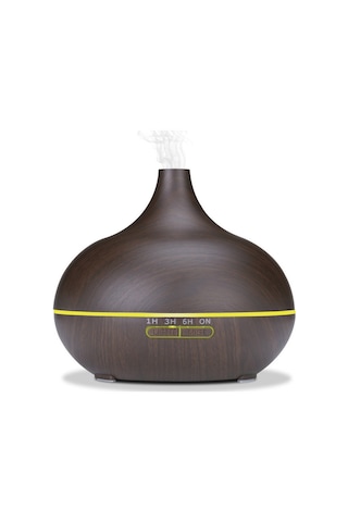 Geeksen 550ml Koyu Ahşap Desenli Ev Salyangoz Yağı İçeren Aromaterapi Makinesi - Sessiz 2-8 Saat Zamanlama Ve Nemlendirme Fonksiyonu