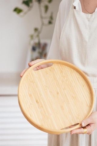 Kapris 3 Lü Yuvarlak Bambu Tepsi Seti Kap-1429