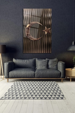 Türk Bayrağı Dikey Cam Tablo Modern Ev Ofis Salon Hediyelik Büyük Tablo Duvar Dekoru Bayrak