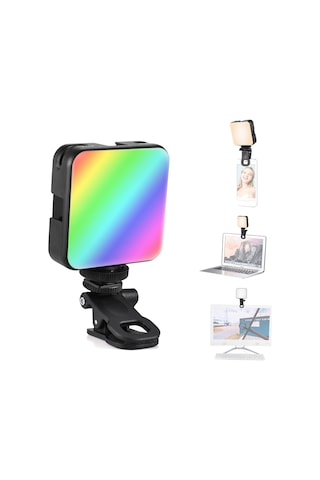 Andoer W64rgb Mini Cep Telefonu Klipsli Rgb Video Işığı Siyah Siyah