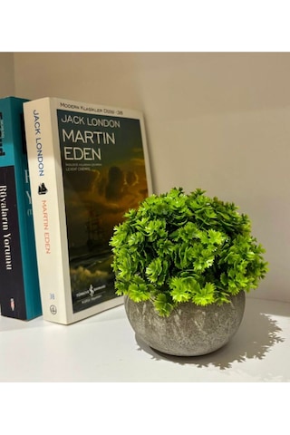 Flora Esinti Gerçekçi Görünümlü Saksıda Yapay Çiçek Yeşil