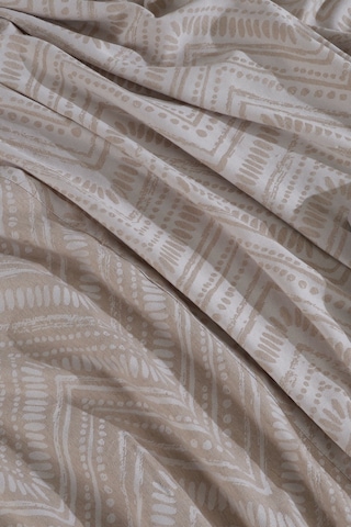 Elart Petra Keten Görünümlü Yatak Örtüsü Seti 3 Parça Çift Kişilik Ekru