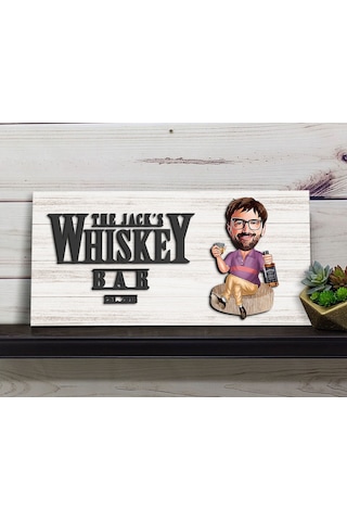 Bk Gift Kişiye Özel Karikatürlü Kabartma Tasarım Antik Beyaz Ahşap Bar Tabelası, Home Bar Tabela, Rustik Ev Dekorasyonu, Duvar Dekoru-5