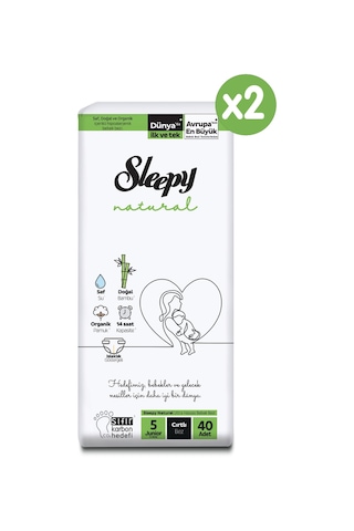 Sleepy Natural Süper Paket Bebek Bezi 5 Numara Junior 80 Adet 2'li