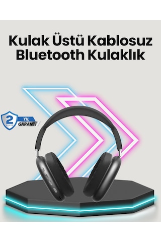 Mey İthalat Bluetooth V5.0 Kablosuz Kulak Üstü Kulaklık Katlanabilir, Mikro Usb Girişli