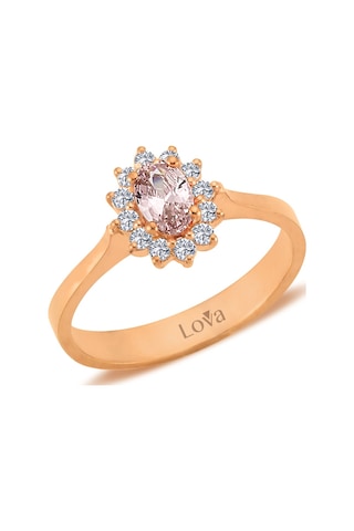 Lova Pırlantalı Oval Morganit Anturaj Yüzük - 1070166