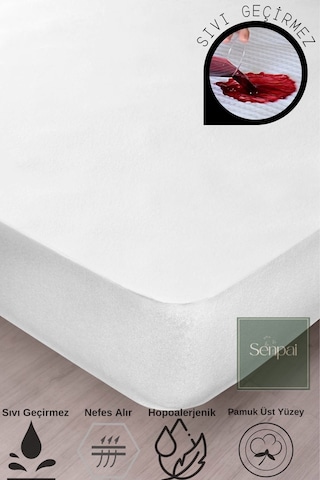 Terry-fitted Pamuklu Sıvı Su Geçirmez Tek-çift Kişilik Yatak Koruyucu Çarşaf Alezi Bebek Çocuk Alezi Beyaz