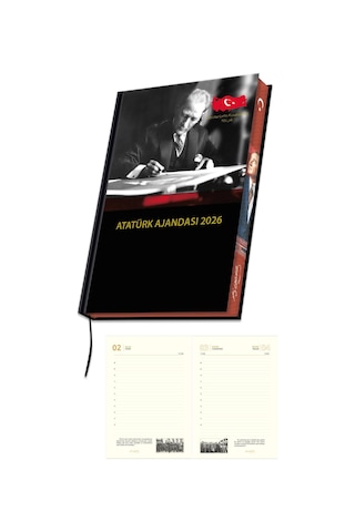 2026 Atatürk Ajanda Yıllık Atatürk Ajandası Kenar Boyalı 17x24 Cm Renksiz