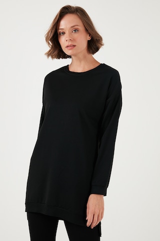 Lela Modest Pamuklu Bisiklet Yaka Oversize Fit Bayan Tunik 5864896 Siyah