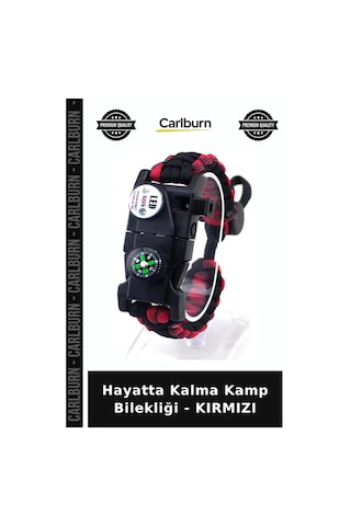 Hayatta Kalma Kamp Bilekliği - Kırmızı Sporcu Eşyası Yürüyüş Donanımı Keşif Malzemesi Çok Renkli