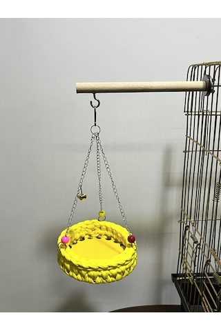 Paks Pet Örgü Kuş Hamağı Salıncak Sarı + Tünek