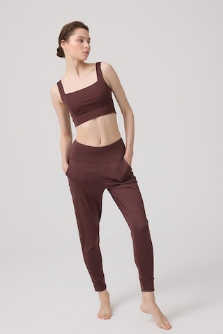 Cottonhill Kahverengi Kare Yaka Crop Top Büstiyer Kahverengi