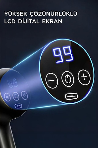 Lenovo N3 Gri Darbeli Titreşimli Masaj Tabancası Güçlü 1800mah Şarjlı 8 Başlıklı Egzersiz Aleti Gri