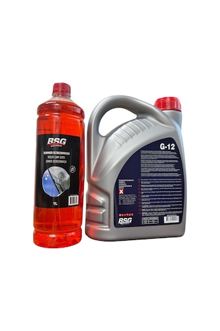 Kırmızı G12 Organik Antifriz -56 Derece 3 Litre Ve Konsantre Cam Suyu 1 Litre Takım Seti
