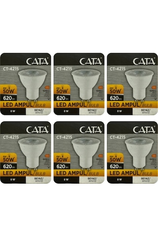 6 Adet Cata 8w 50w 6500k Beyaz Işık Gu10 Duylu Led Spot Ampul
