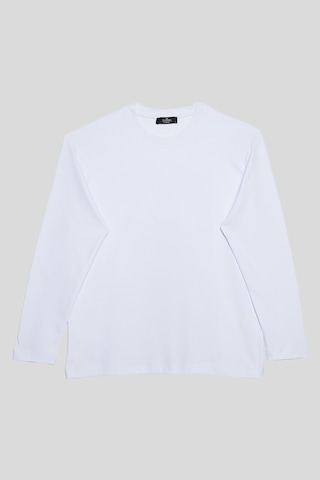 Tudors Unisex Relax Fit Rahat Kesim Pamuk Bisiklet Yaka Beyaz Sweatshirt-32653 Beyaz