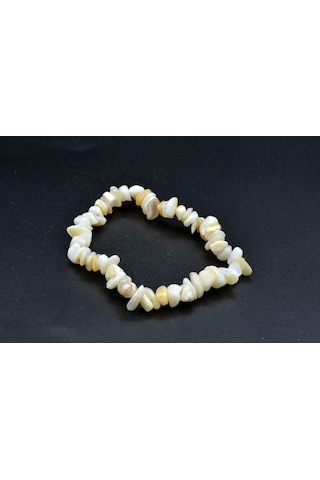 Hakiki Doğal Kırık Taş Sedef Bileklik ve Kolye  Seti Gri