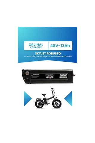 Skyjet Robusto Uyumlu 48v 13ah Güçlendirilmiş Elektrikli Bisiklet Bataryası Siyah