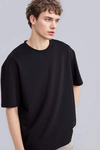 Defacto Oversize Geniş Kalıp Bisiklet Yaka Kısa Kollu Basic Düz Ağır Kumaş Tişört X3926az26spbk81 Siyah-bk81