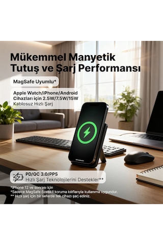 Ttec 2BB239 Recharger M 5.000 mAh Magsafe Uyumlu PD 20W Stantlı Kablosuz Taşınabilir Hızlı Şarj Aleti