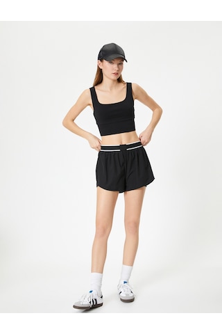Koton Spor Yarım Atlet Kare Yaka Siyah 4sak30168nk Siyah