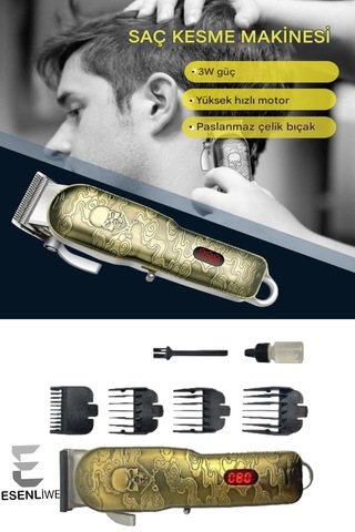Profesyonel Kuru Kafa Desenli Daling Şarjlı Berber Tıraş Makinesi