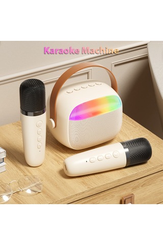 Ximistore9 K30 Beyaz Bluetooth Hoparlör, Dış Mekan Taşınabilir, İki Mikrofonlu Kırtık Sistemi, Renkli Işık Efekti, 6w Ses Gücü