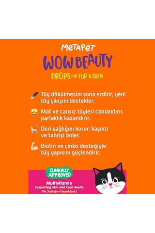 Kedi Tüy Dökülmesi Önleyici Vitamin Damlası, Tüy Dökümü Önleyici, B Complex Biotin Çinko, Kolajen, Balık Yağı - 50 Ml