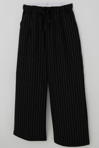 Breeze Kız Çocuk Pantolon Pinstripe Çizgili Çift Bel Detaylı 8-14 Yaş, Siyah