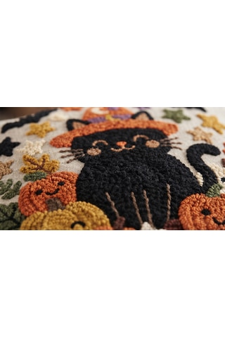 Punch Nakışı Halloween Temalı Kırlent Kılıfı 40x40 40 x 40