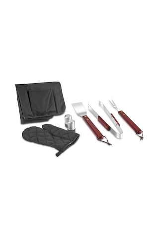 Önlüklü 7 Parça Ahşap Saplı Barbekü/Mangal Seti