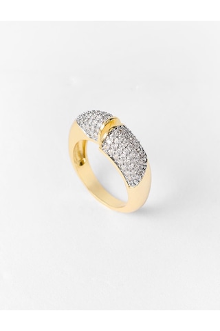 Jimmy Key Gümüş Rengi Taş Detaylı Zarif Yüzük 6ww488637161