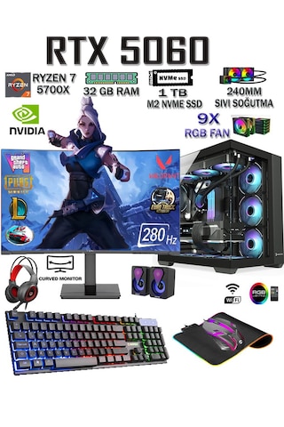 Apphirex TCX1 R7-5700X 32 GB 1 TB SSD TX5060 27" W11P Masaüstü Bilgisayar