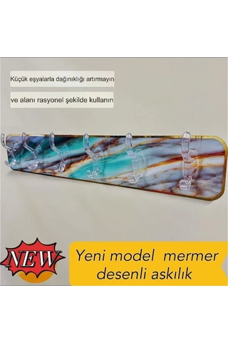 Mermer Desenli Yapışkanlı Askılık Rekli