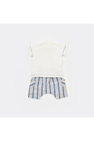 Bibaby 2li Takım Şortlu Stripe Sytle Lacivert - Bej-9511 Bej