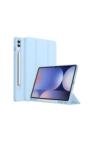 Samsung Galaxy Uyumlu Tab S10 Plus X820 12.4 İnç Kılıf Premium Silikon Kalem Bölmeli Smart Case Kapaklı Kılıf