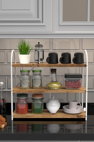 Bello Mutfak Rafı Tezgah Üstü 3'lü Oval 50 Cm Beyaz-atlantik Çam Beyaz-atlantik Çam