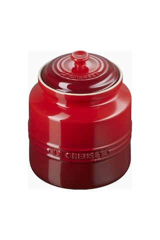 Le Creuset Lüks Tasarım Kapaklı Büyük Seramik Kurabiye Kutusu Saklama Kapları Kırmızı 1