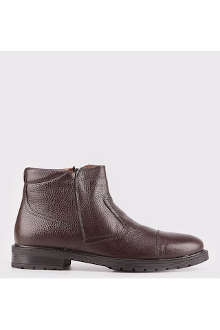 Cabani Hakiki Deri Fermuarlı Kahverengi Erkek Günlük Bot Kahverengi