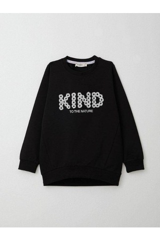 Kız Çocuk Kind İşlemeli Eşofman Takım-14389 Siyah